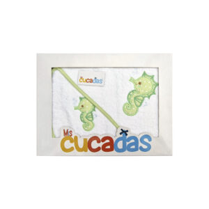 capa de baño + babero de caba verde