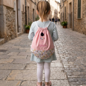 Mochila de tela modelo ballet con nombre