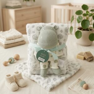 manta y peluche hipopótamo